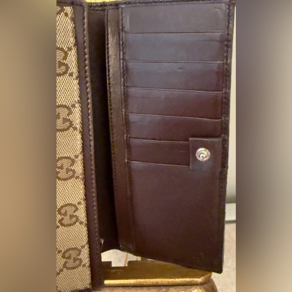 Gucci Britt GG Logo Signature Canvas Leather Continental Bi Fold Zip Wallet - Picture 5 of 10